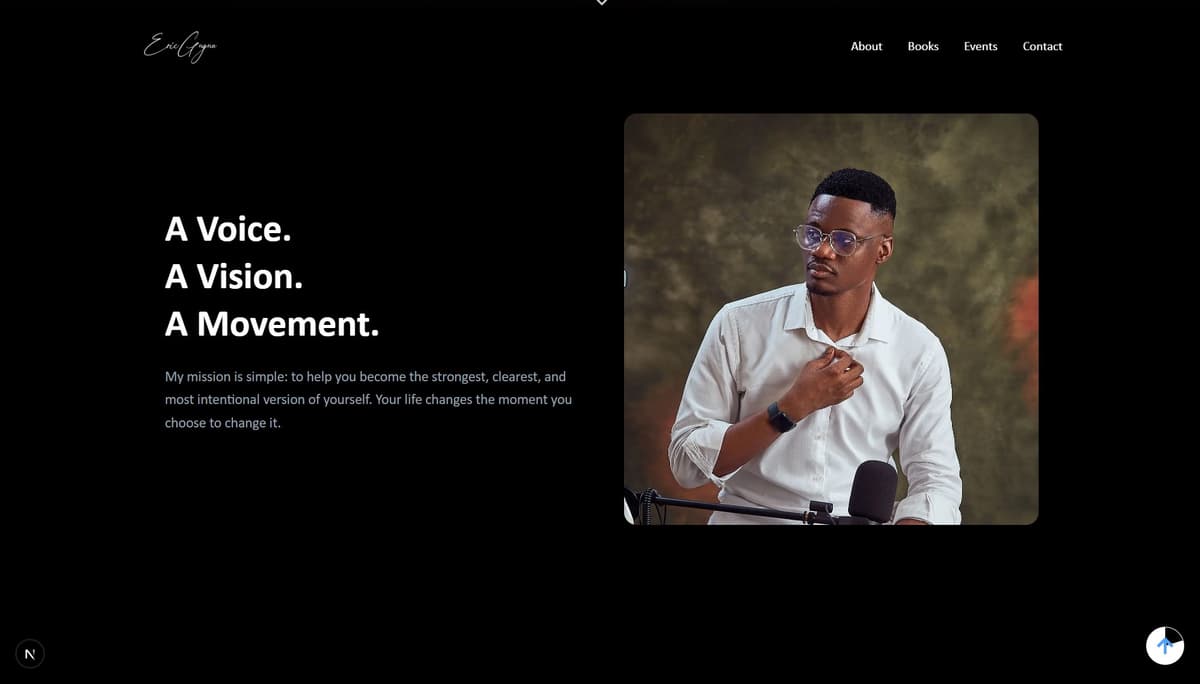 eric gugua website heropage interface