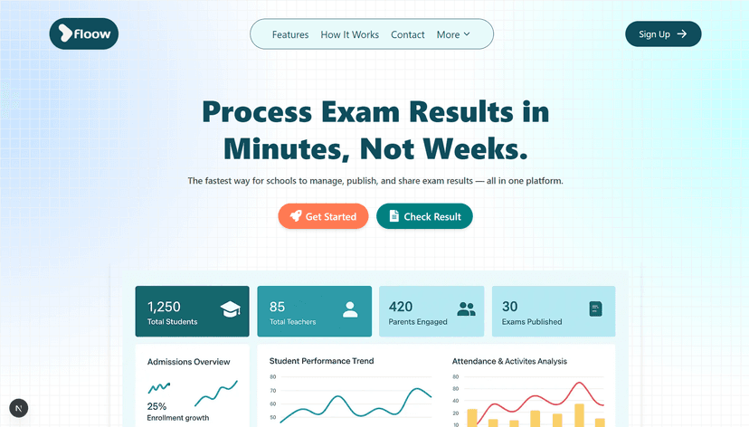 Floow school management dashboard interface